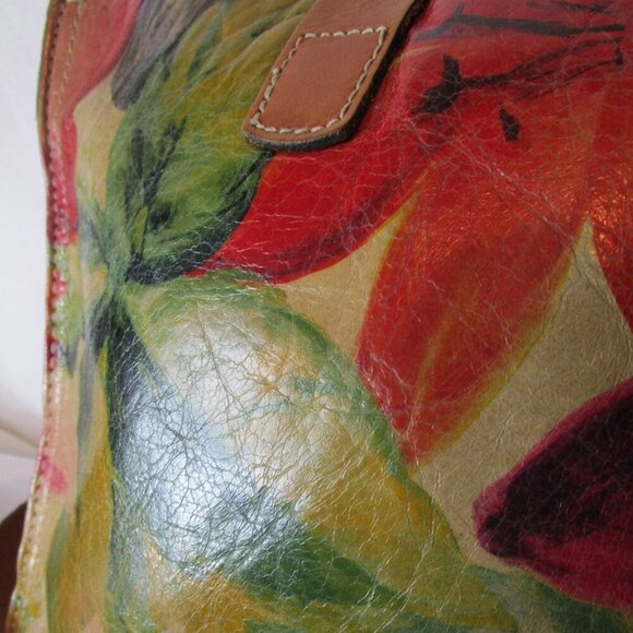 Patricia Nash Venezia Pouch Leather Canvas Floral Tote Posh Party Host Pick VGUC - Picture 9 of 15